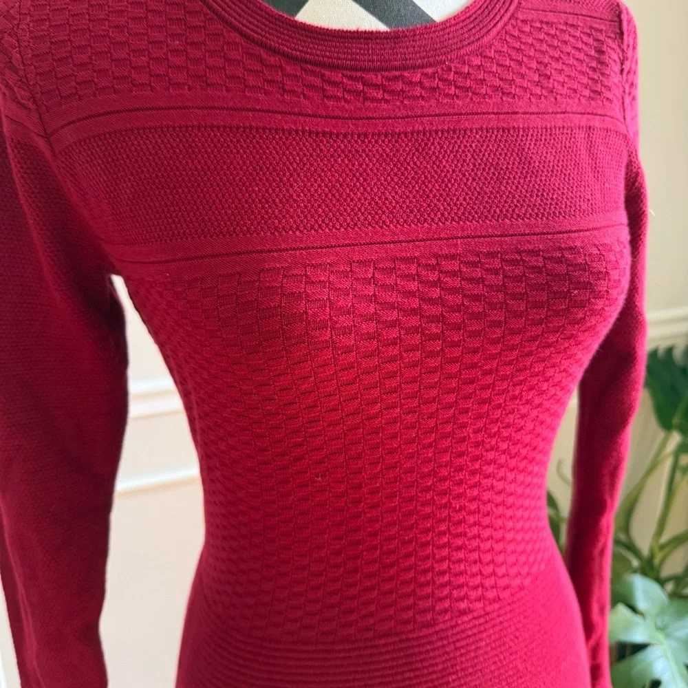 SANDRO Paris Sweater Dress Long Sleeve Red Knit Midi size Small - Picture 3 of 5